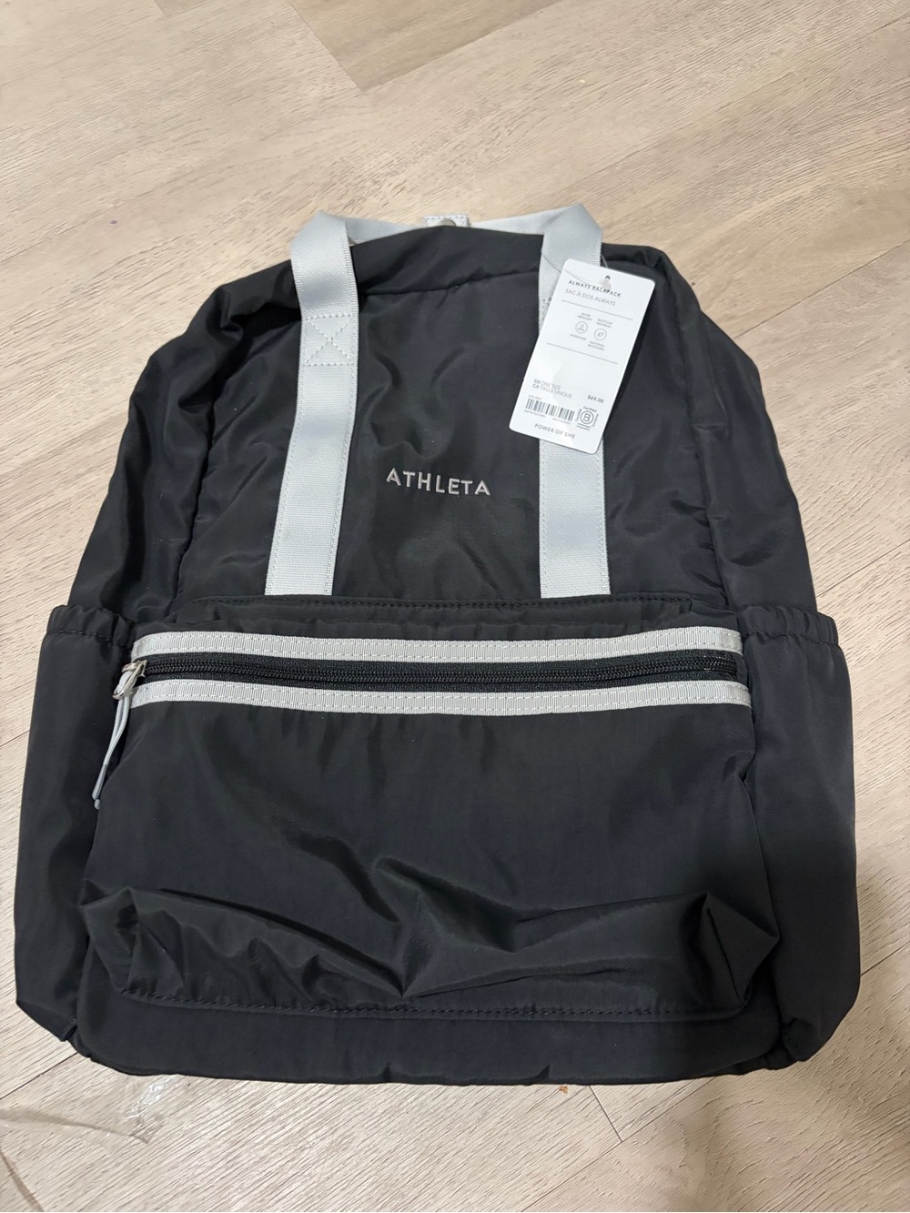 Athleta Black Backpack with Light Gray Accents